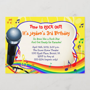Kids Music / Singing / Karaoke Colorful Invitation Inbjudningar