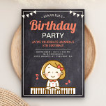 Kids Music Theme Cute Girl Pianist Födelsedagsfest Inbjudningar<br><div class="desc">Akta dina gäster med den här söta musiken "Temed födelsedagsfest inbjudan" med en söt liten flicka som spelar piano på en schalkboard-bakgrund. Lägg bara till din händelseinformation i den här mallen som är enkel att använda för att göra den till en inbjudan av typen en.</div>