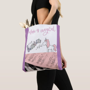Kids musik piano Unicorn bag Tygkasse