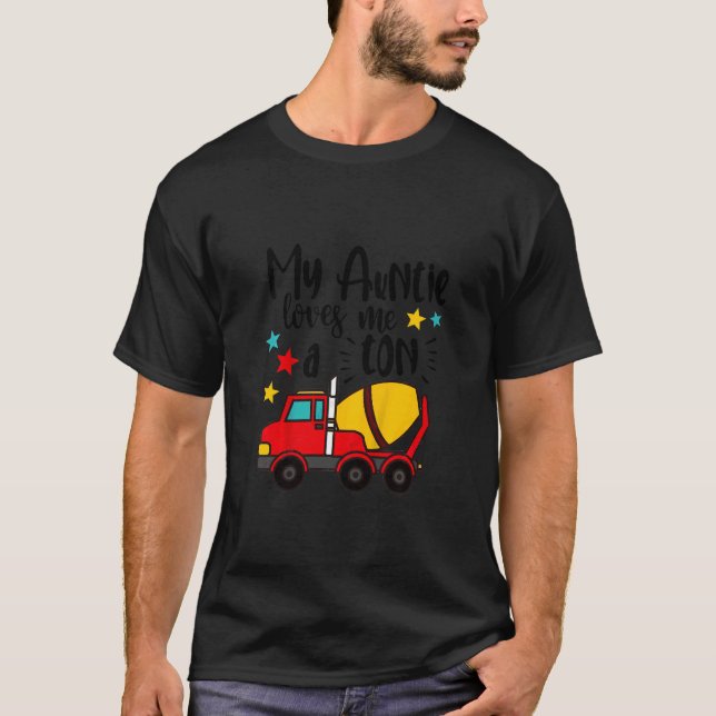 Kids My Auntie Loves Me A Ton Concrete Mixer Baby  T Shirt (Framsida)