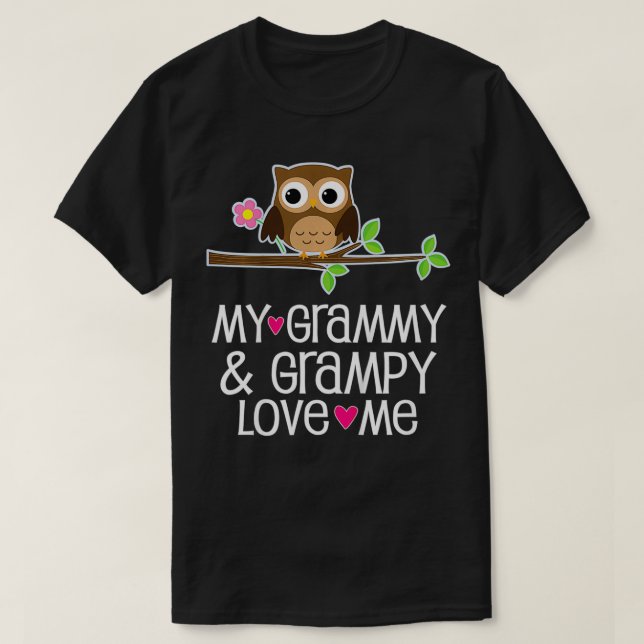 Kids My Grammy och Grampy Kärlek Me Uggla T Shirt (Design framsida)