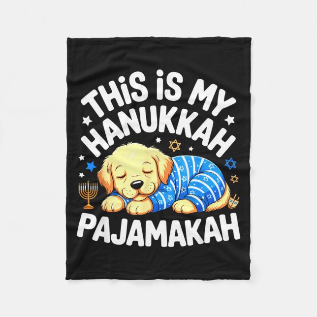 Kids My Hanukkah Pajamas Pajamakah Puppy Hanukkah  Fleecefilt (Framsidan)