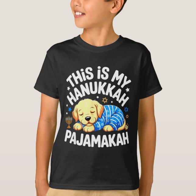 Kids My Hanukkah Pajamas Pajamakah Puppy Hanukkah  T Shirt (Framsida)
