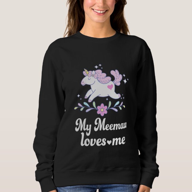 Kids My Meemaw Loves Me Granddaughter Unicorn T Shirt (Framsida)