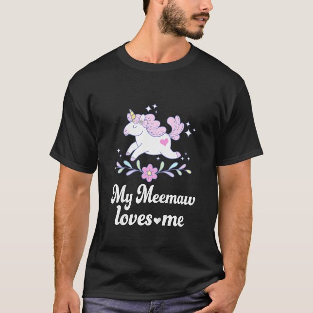 Kids My Meemaw Loves Me Granddaughter Unicorn T Shirt (Framsida)