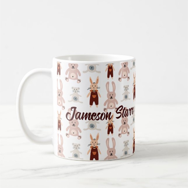 Kids Nalle Cat Panda Bunny Leksak Mönster Kaffemugg (Vänster)