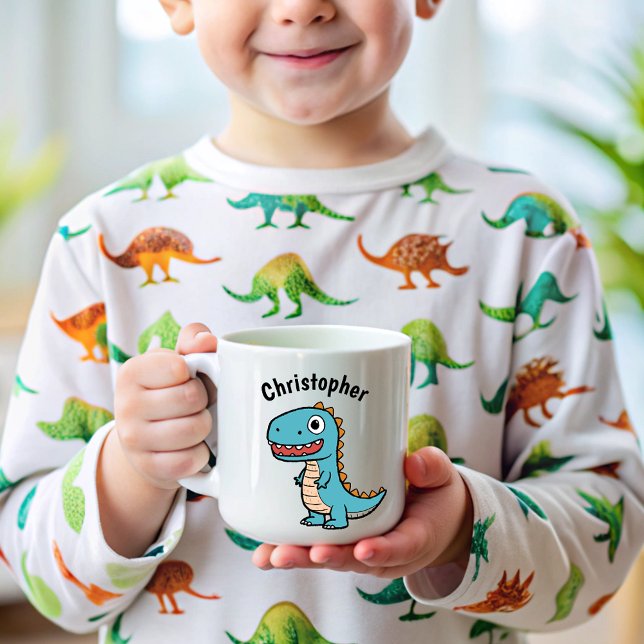 Kids Namn Funny Dinosaur Kaffemugg (Skapare uppladdad)