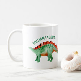 Kids Namn Funny Watercolor Dinosaur Kaffemugg
