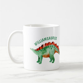 Kids Namn Funny Watercolor Dinosaur Kaffemugg