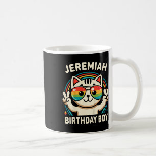 Kids Namn Jeremiah Birthday Boy Cat Kaffemugg