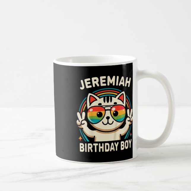 Kids Namn Jeremiah Birthday Boy Cat Kaffemugg (Höger)