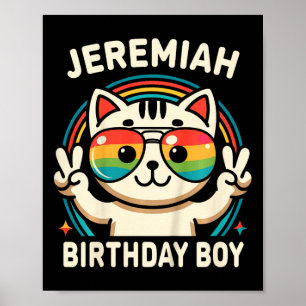 Kids Namn Jeremiah Birthday Boy Cat Poster