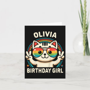 Kids Namn Olivia Birthday Girl Cat Kort