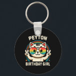 Kids Namn Peyton Birthday Girl Cat Nyckelring<br><div class="desc">Kids Namn Peyton Birthday Girl Cat</div>