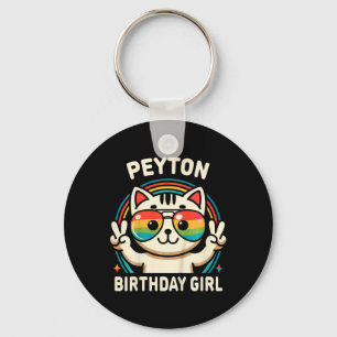 Kids Namn Peyton Birthday Girl Cat Nyckelring