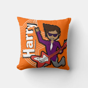 Kids namn rockstjärnig guitar-orange och grått-kud kudde