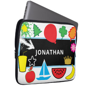 Kids Namn School Chalkbaord Balloon Star Laptop Fodral