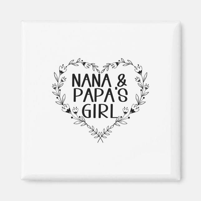 Kids Nana&amp; Pappa Girl Girl Blommigt Heart to G Magnet (Framsidan)