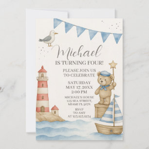 Kids Nautical Birthday Inbjudan