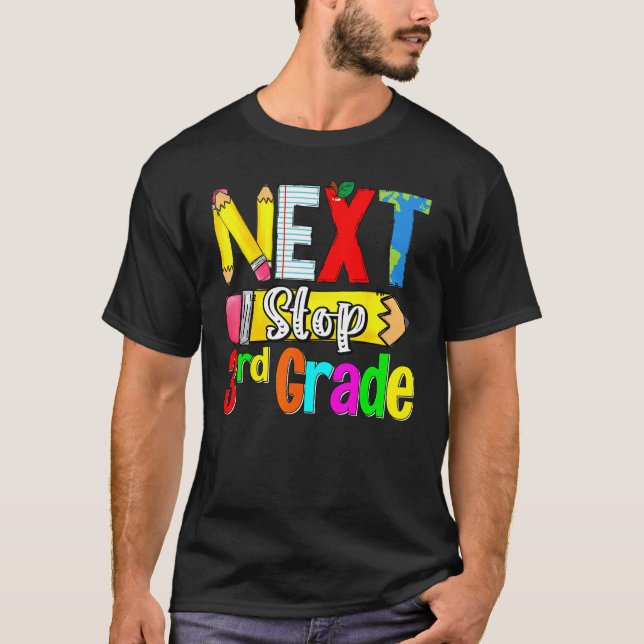 Kids Next Stop 3rd Grade First Day Of School Hello T Shirt (Framsida)