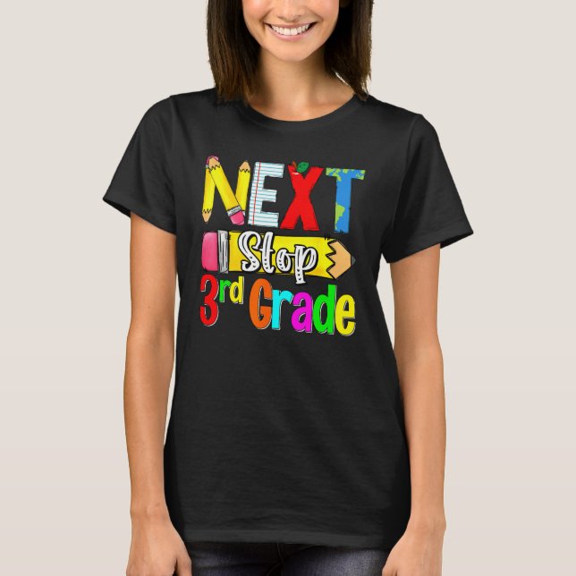 Kids Next Stop 3rd Grade First Day Of School Hello T Shirt (Framsida)