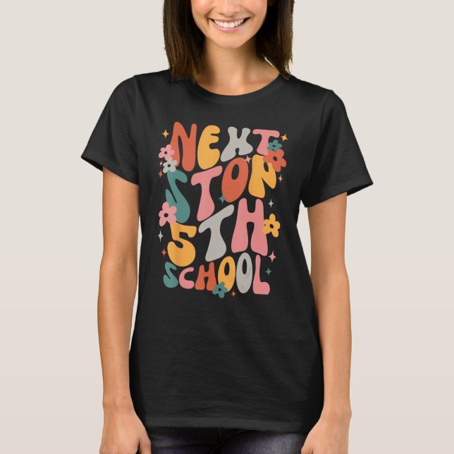 Kids Next Stops 5th Grade Groovy Vibes First Day O T Shirt (Framsida)