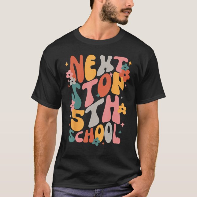 Kids Next Stops 5th Grade Groovy Vibes First Day O T Shirt (Framsida)
