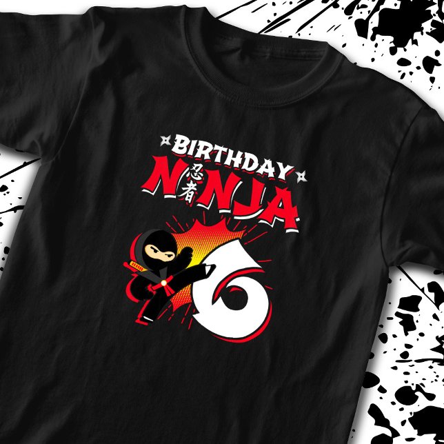 Kids Ninja Födelsedagsfest Gift - 6 år gammal T Shirt (Skapare uppladdad)