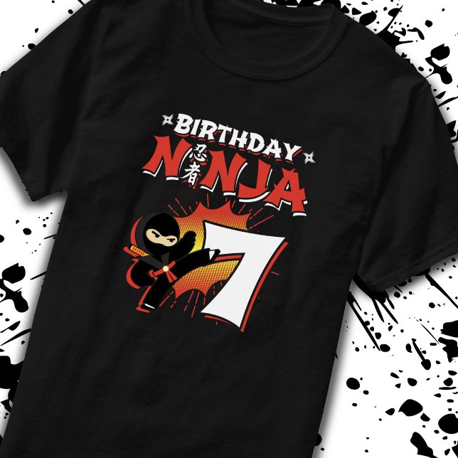 Kids Ninja Födelsedagsfest Gift - 7 år gammal T Shirt (Skapare uppladdad)
