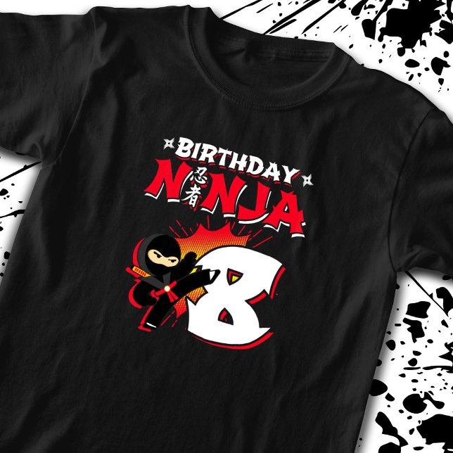 Kids Ninja Födelsedagsfest Gift - 8 år gammal T Shirt (Skapare uppladdad)