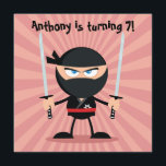 Kids Ninja Temaparty Inbjudningar<br><div class="desc">Kawaii japanese ninja tog upp redot med partinjekort som ska anpassas till dina specifikationer.</div>