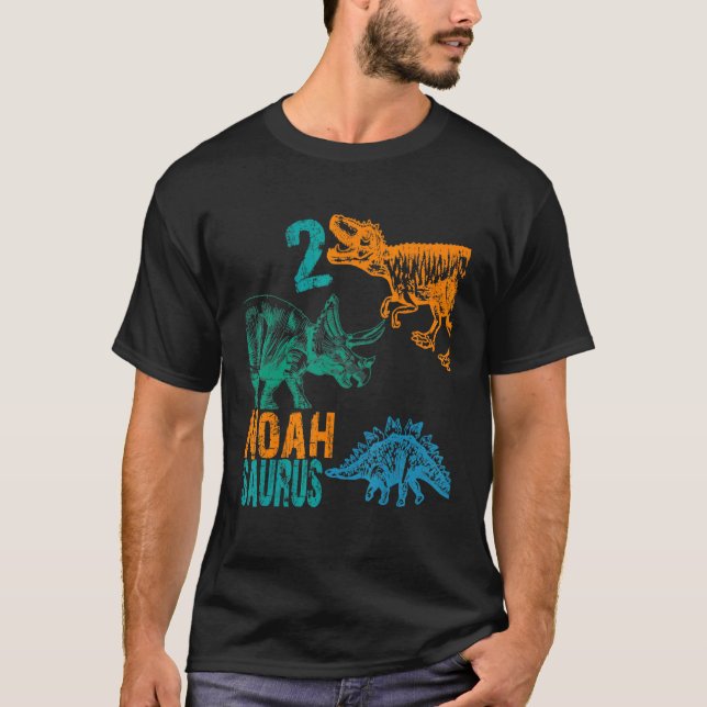 Kids Noah Saurus 2:a födelsedagsboys Rex Bday Part T Shirt (Framsida)