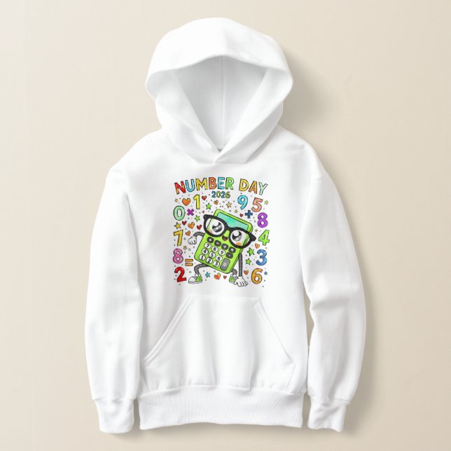 Kids Number Day Hoodie | Colourful Maths Numbers T Shirt (Laydown)