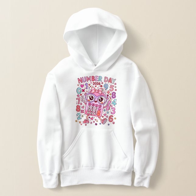 Kids Number Day Hoodie | Colourful Maths Numbers T Shirt (Laydown)