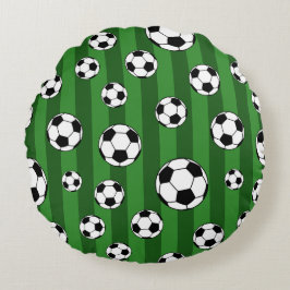 Kids Ocer Ball Mönster på Grönt Rand Rund Kudde