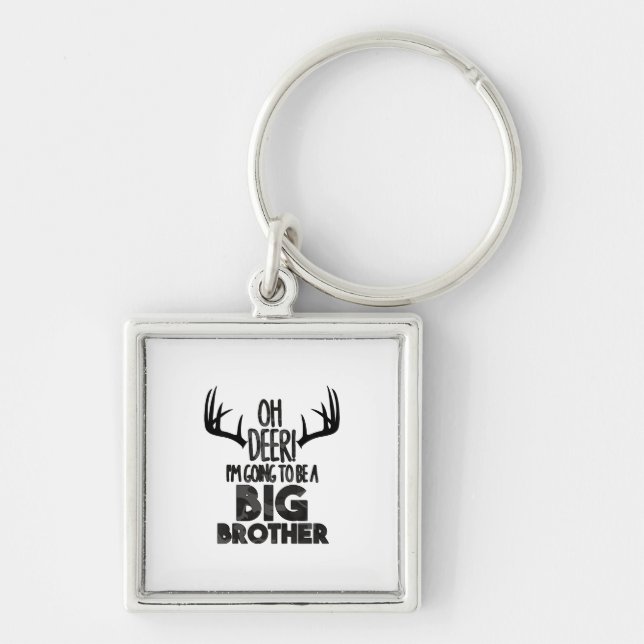 Kids Oh Deer Big Brother Hunting Pregnancy Announc Fyrkantig Silverfärgad Nyckelring (Framsidan)