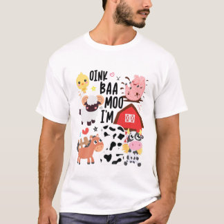 Kids Oink Baa Moo I är två 2 Småbarn Farmer 2Nd Bi T Shirt