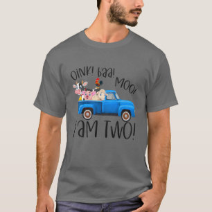 Kids Oink Baa Moo I är två Boskap Blue Lastbil T Shirt