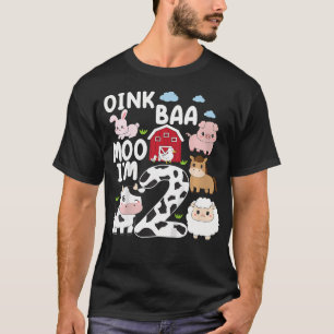 Kids Oink Baa Moo I M 2 Boskap 2 födelsedag T Shirt
