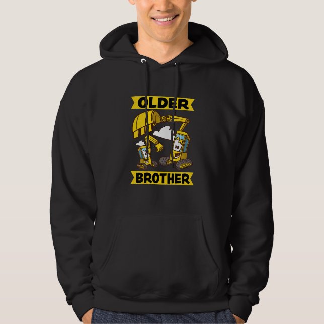 Kids Older Brother 2023 Digger Excavator Dredger Hoodie (Framsida)