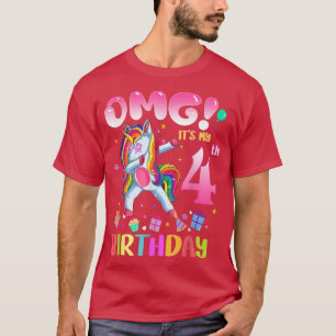 Kids OMG:s "My 4e födelsedagen Girls Dabbing Unico T Shirt