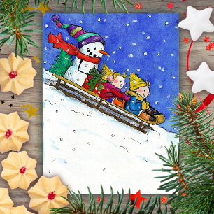 KIDS ON SLED vykort av Nicole Janes