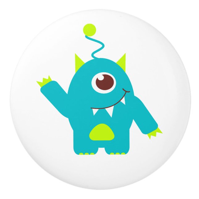 Kids one eyed alien aqua draw / doorknob knopp (Framsidan)