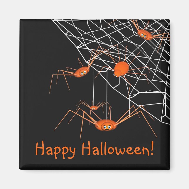 Kids Orange Halloween Spiders Magnet (Framsidan)