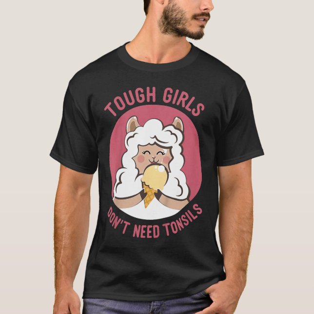 Kids ough Girls behöver inte Tonsils Sheep Ice Cre T Shirt (Framsida)