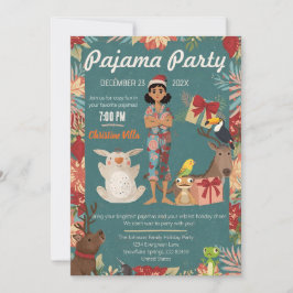 Kids Pajama Party Christmas Holiday Cozy Animals Inbjudningar