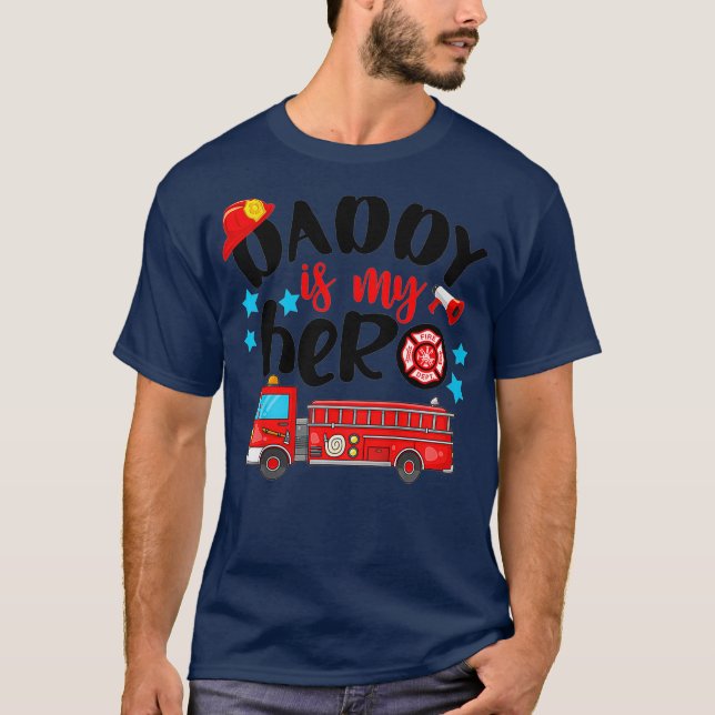 Kids pappa är Hero Proud Fireman Firefighter Pappa T Shirt (Framsida)