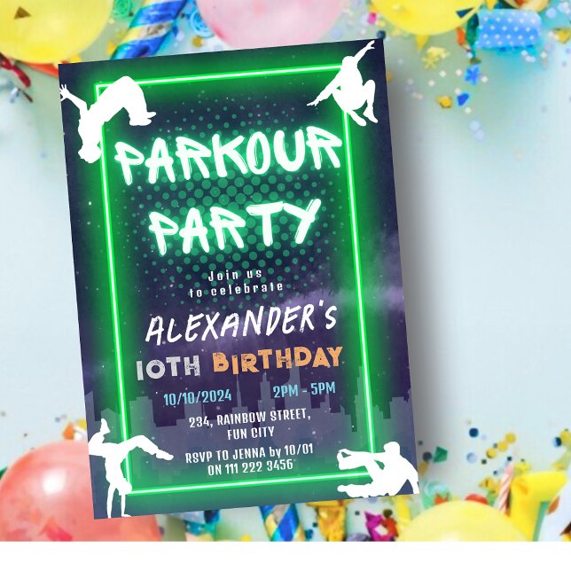 Kids Parkour Party Birthday Inbjudningar (Kids Parkour Party Birthday Invitation)