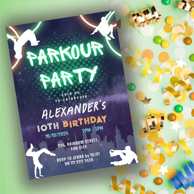 Kids Parkour Party Birthday Inbjudningar (Kids Parkour Party Birthday Invitation)