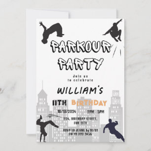 Kids Parkour Party Birthday Inbjudningar